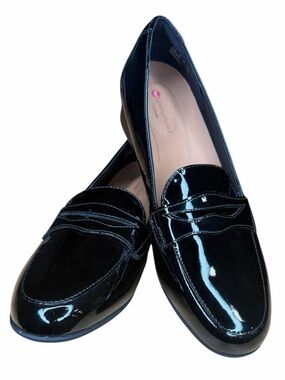 Clarks Unstructured Un Blush Go Black Patent Leather Penny Loafers Women’s 8